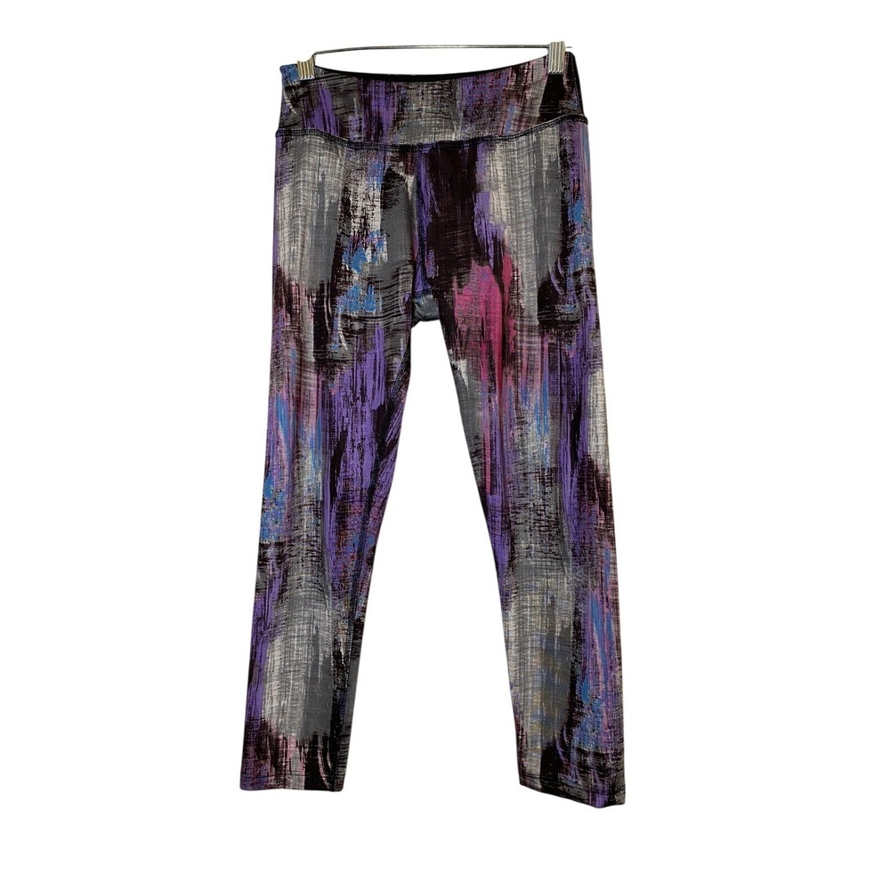 Beyond Yoga Womens Abstract Brushstroke Print Leggings Purple Pink Blue Small